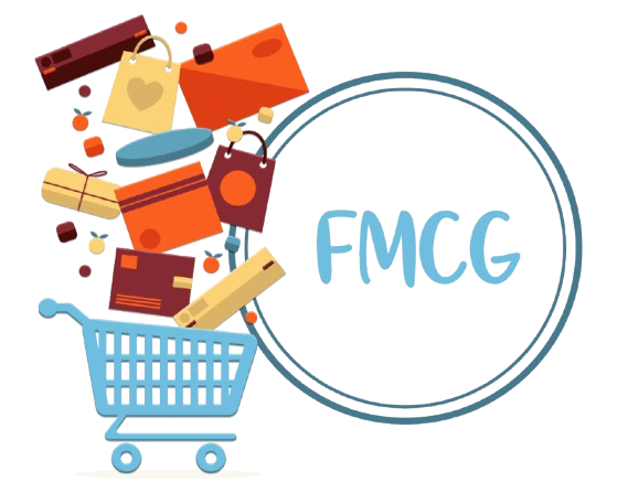Mascot cartoon representing FMCG (Fast-Moving Consumer Goods)