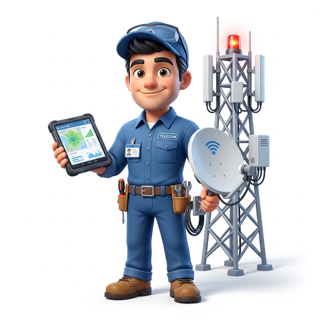 Mascot cartoon representing Telecommunications